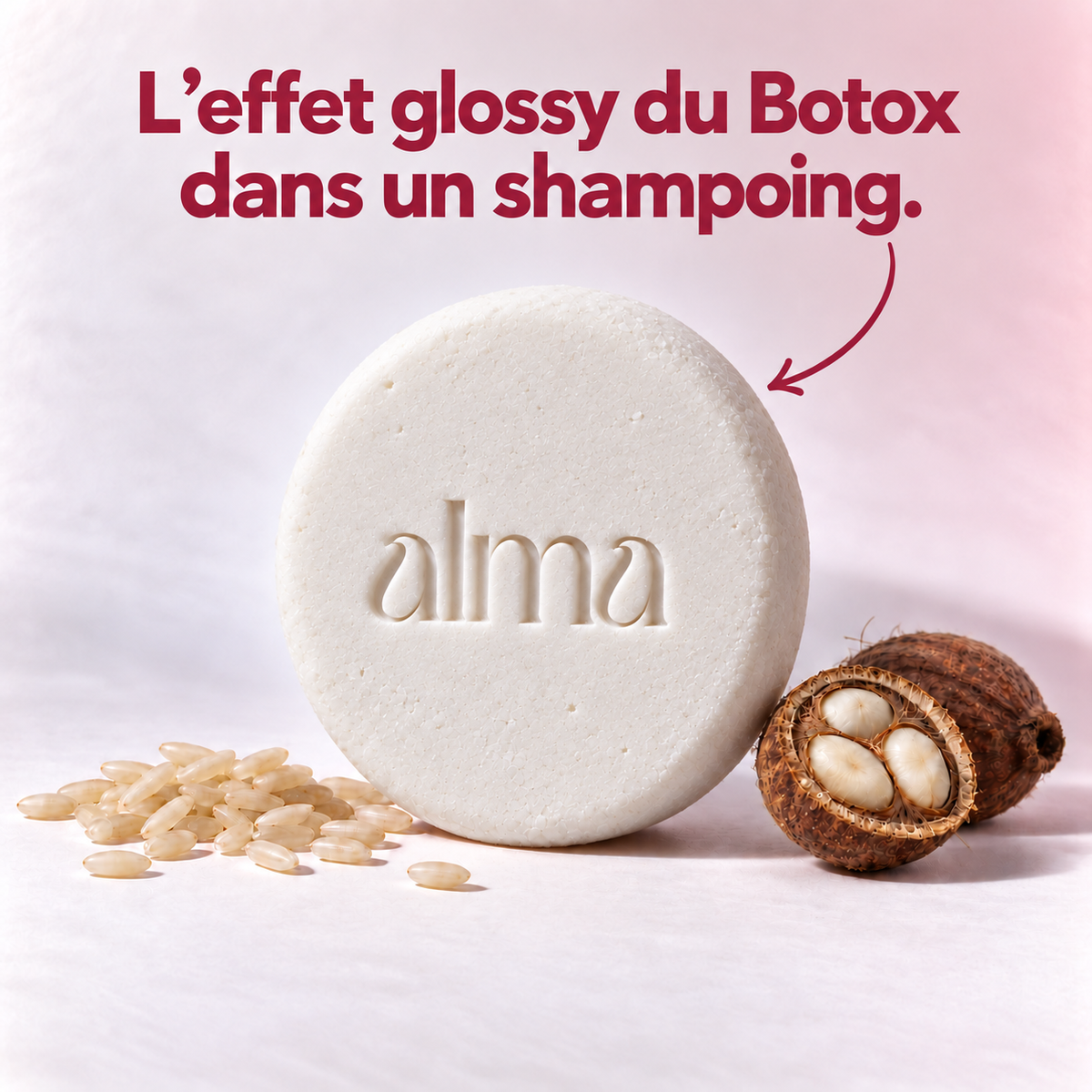 Shampooing solide effet glossy à la protéine de riz